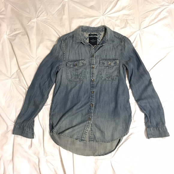 American Eagle Boyfriend Fit Jean Shirt - Picture 1 of 7